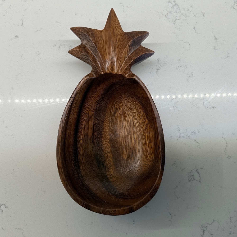 70s VINTAGE BOHO WOOD DISH TRAY MONKEY POD WOOD DISH HAWAII HOME DECOR ACCENT - Picture 1 of 4